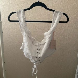 Lottie Moss white cute crop top (NEW)